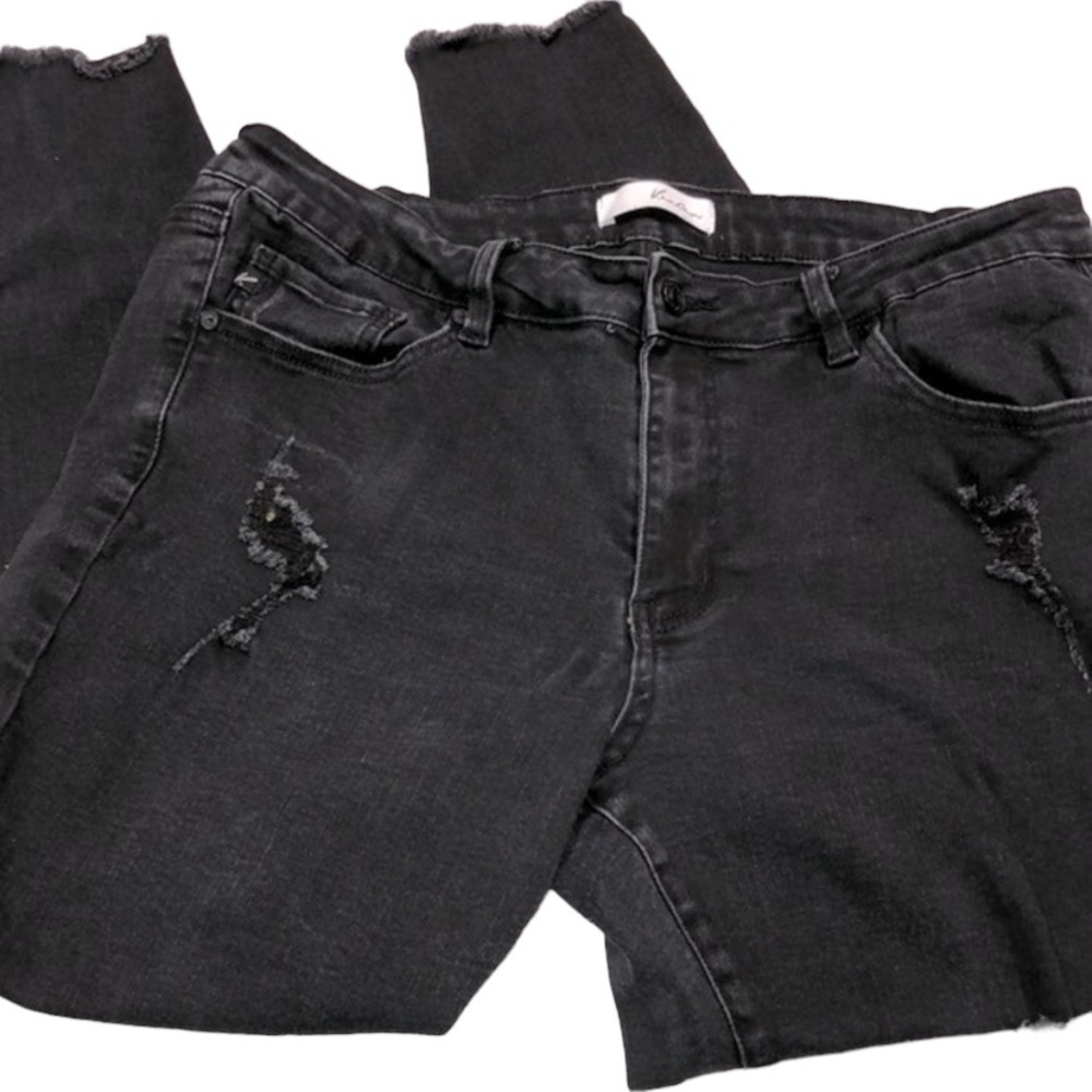 KANCAN black distressed jeans size XLarge